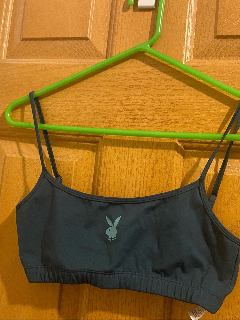 PLAYBOY by PacSun  dark green Logo Bandeau Bralette with Bunny Emblem